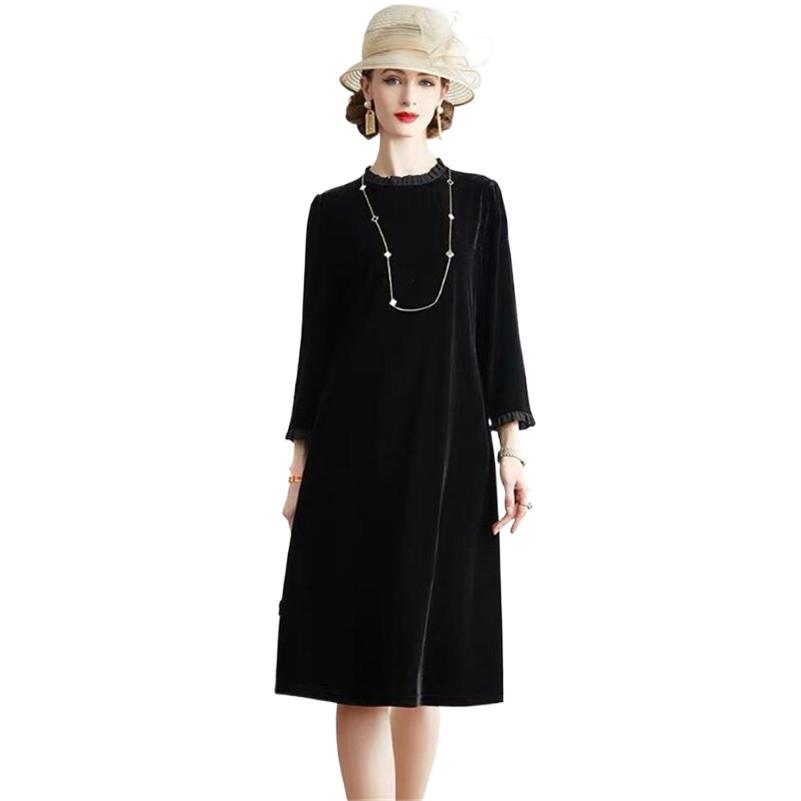 Midi Dress - Novo Vestido Midi Feminino de Veludo