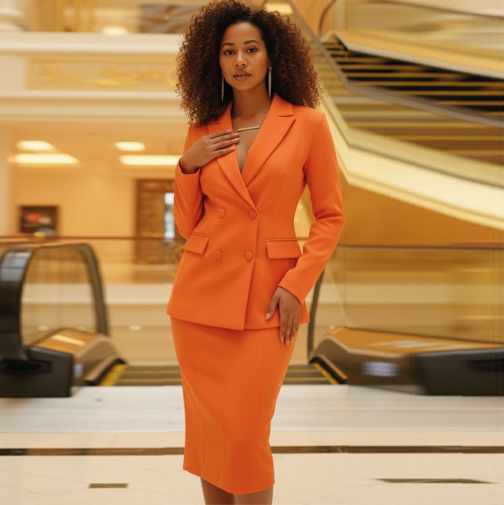 Novo Blazer e Saia Laranja For - Formal Skirt avaliação e preço