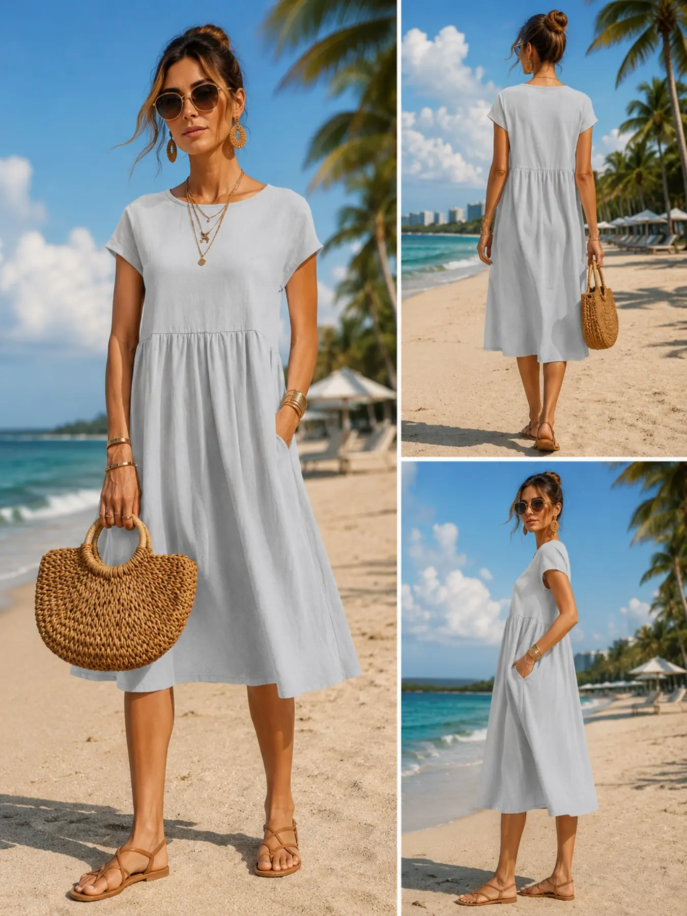 Vestido midi casual para mulhe - Midi Dress avaliação e preço