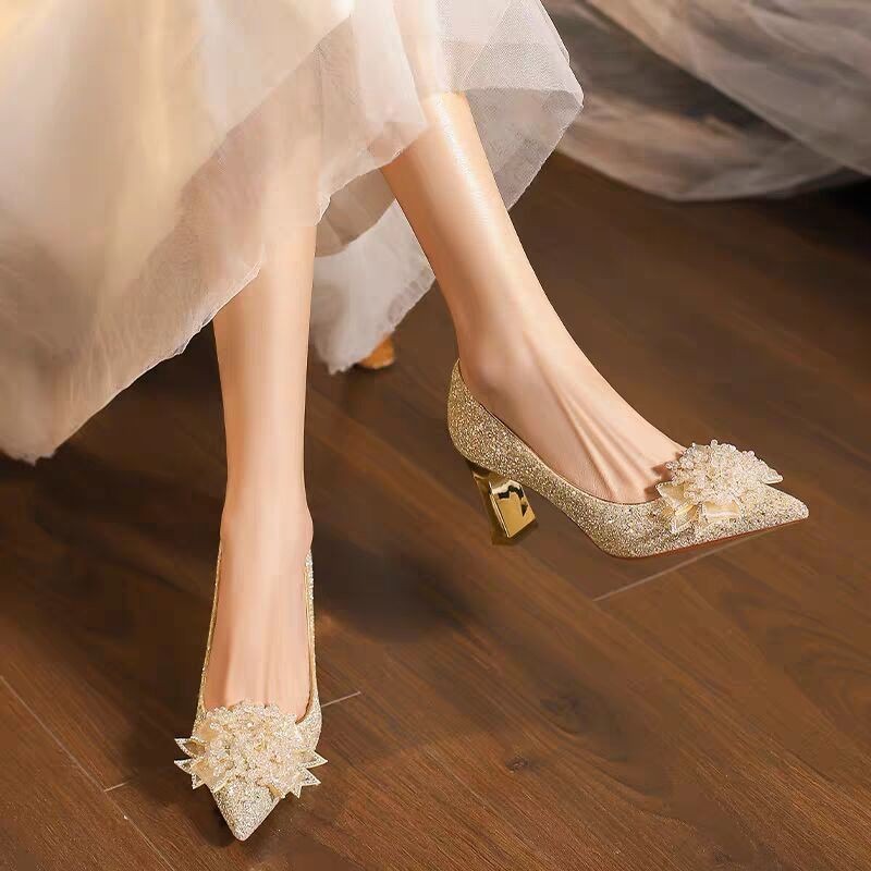 Strass flor bloco salto único  - Pump Heel Block avaliação e preço