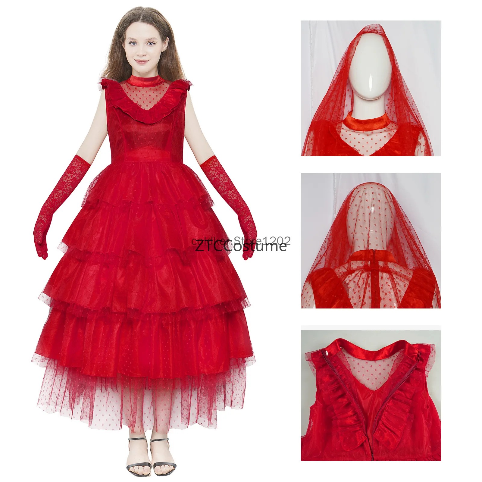 Fantasia Cosplay Lydia Deetz,  - Evening Gown avaliação e preço